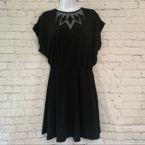 Dex Black Short Sleeve Dress With Front Detail